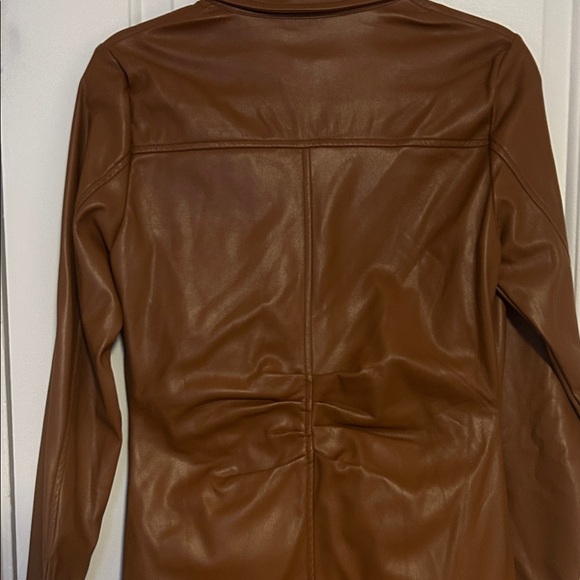 Brown Faux Leather Dress UK 10 US 6 - Picture 5 of 5